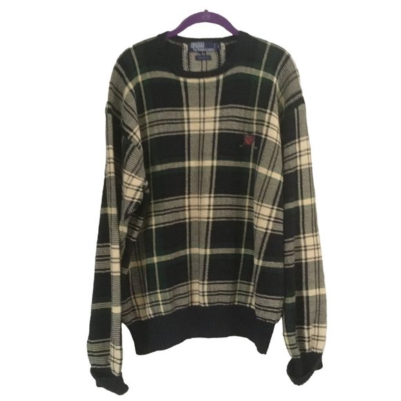 Polo Ralph Lauren Other - Vintage Polo Ralph Lauren Plaid Multicolor 90s Pullover Golf Logo Cotton Sweater